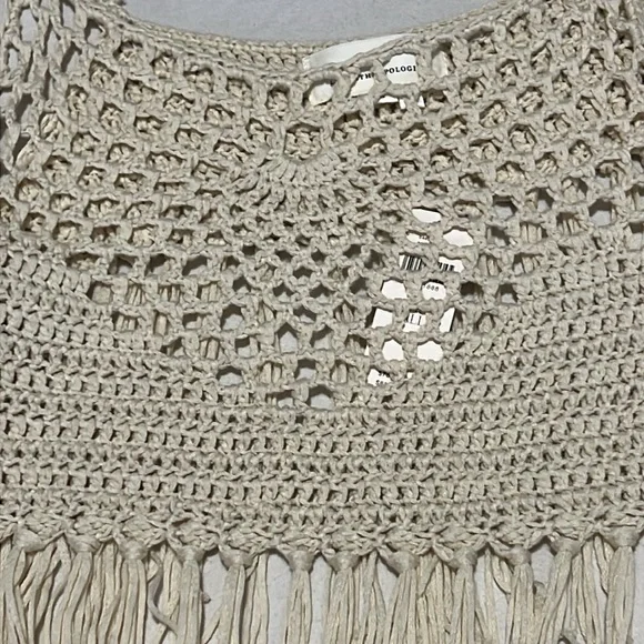 Anthropologie Cream Crochet Crop with Fringe O/S NWT - Picture 4 of 9